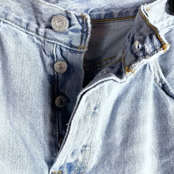 Levi's 501‎ 90s Freehand Folk Jeans Premium Light Blue Button Fly Straight Sz 28 - Picture 8 of 15